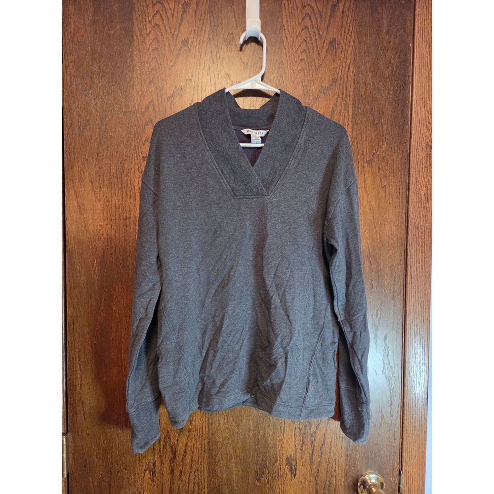 Athleta Sweatshirt Charcoal Gray V-Neck Pullover Small